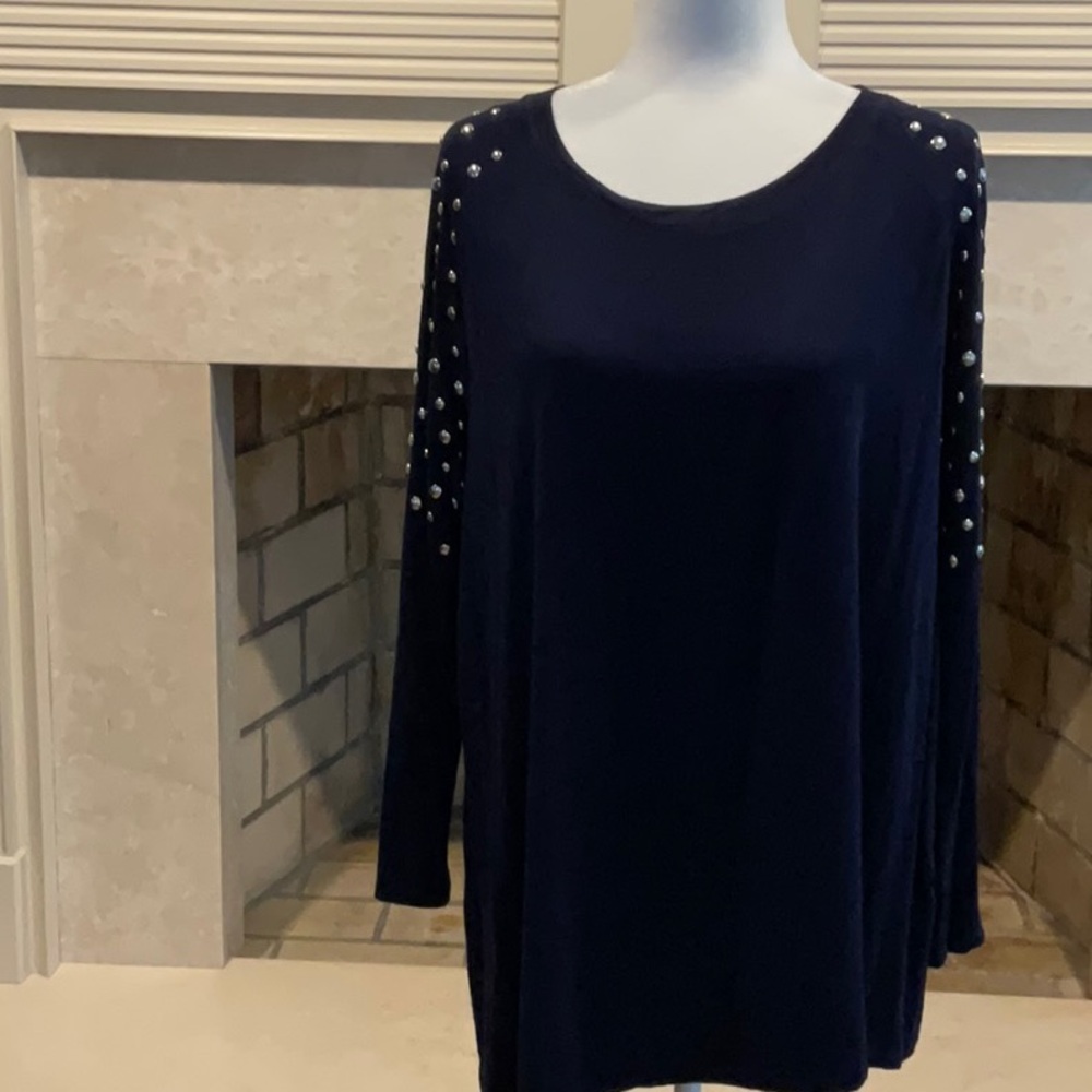 Venini Navy Tunic with Studded Sleeves